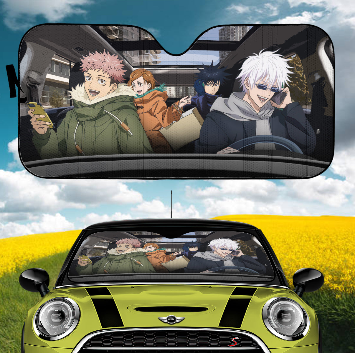 Jujutsu Kaisen Gojo Yuji Megumi Nobara Car Auto Sunshades Nearkii