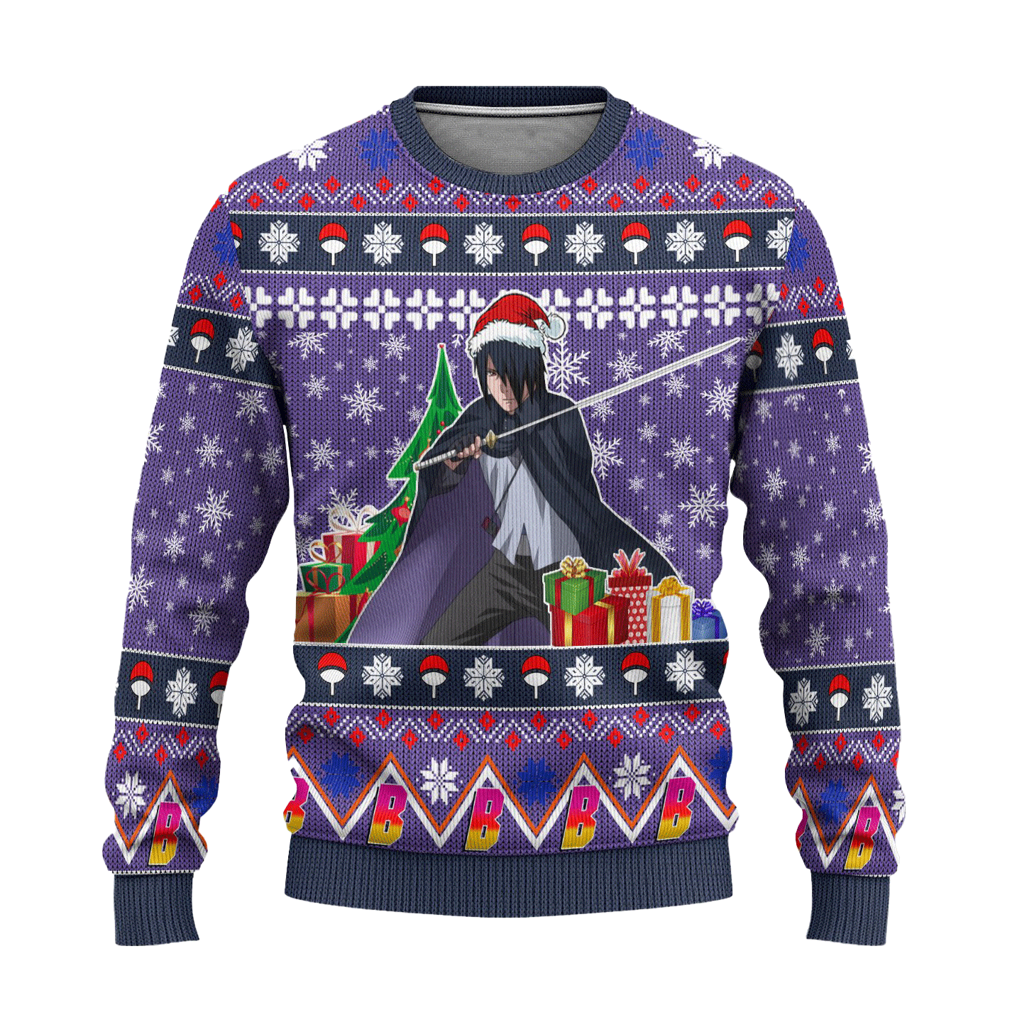 Sasuke Uchiha Anime Ugly Christmas Sweater Custom Boruto Xmas Gift