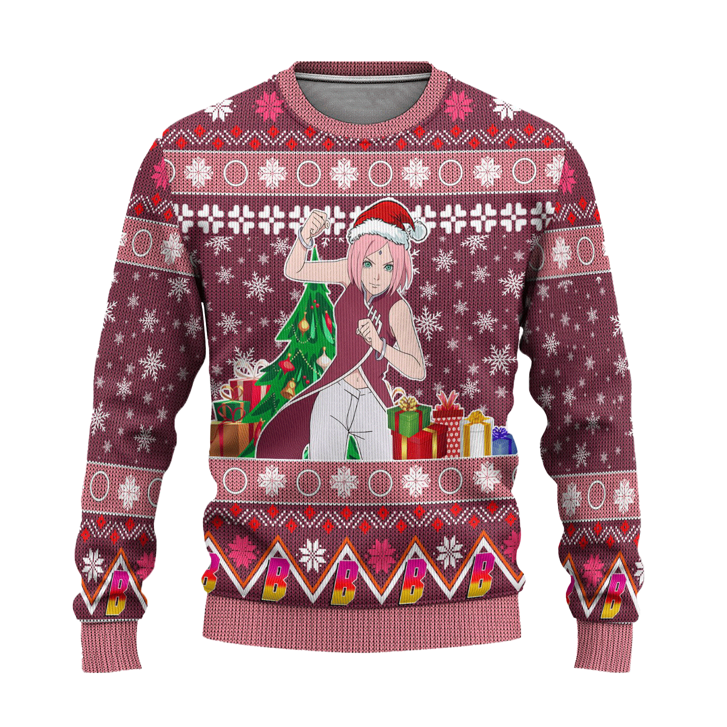 Sakura Uchiha Anime Ugly Christmas Sweater Custom Boruto Xmas Gift