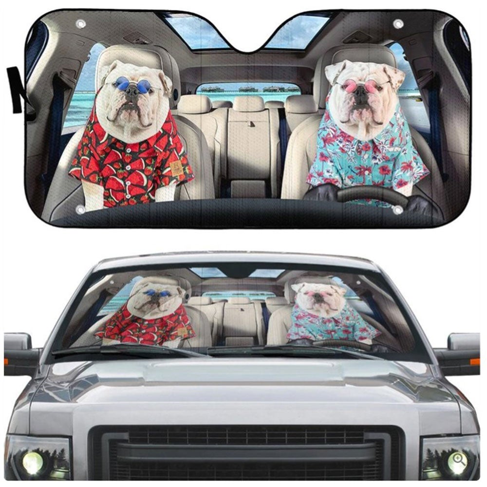 Bulldog Cute Custom Car Auto Sun Shades Windshield Accessories Decor Gift