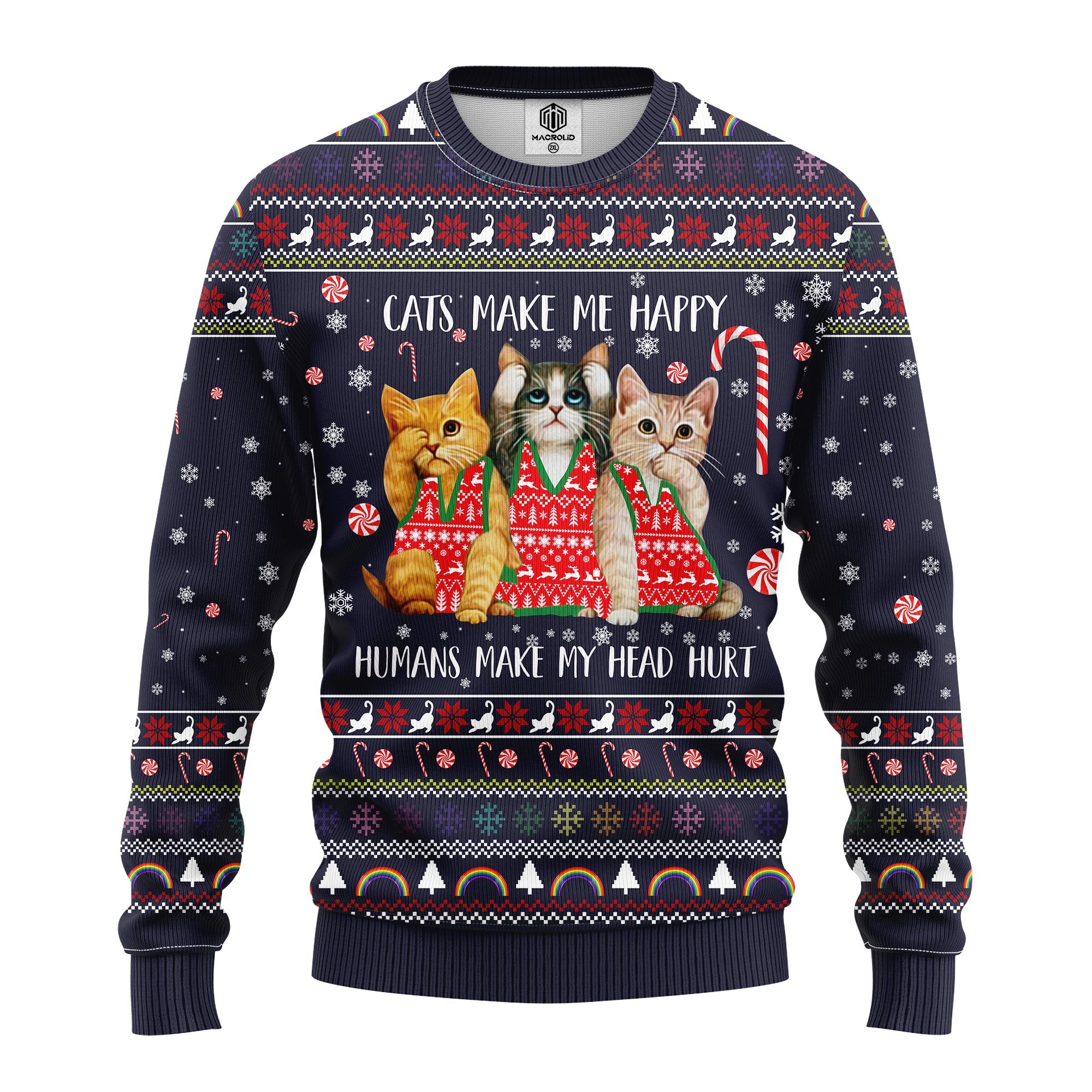 Cat Make Me Happy Ugly Christmas Sweater Amazing Gift Idea Thanksgiving Gift
