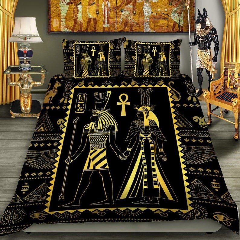 Ancient Egyptian Bedding Set Duvet Cover And 2 Pillowcases