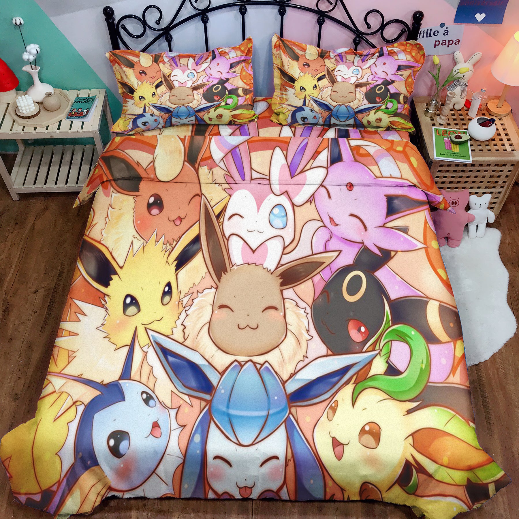 Eevee Evolution Pokemon Family Bedding Set Duvet Cover And 2 Pillowcases