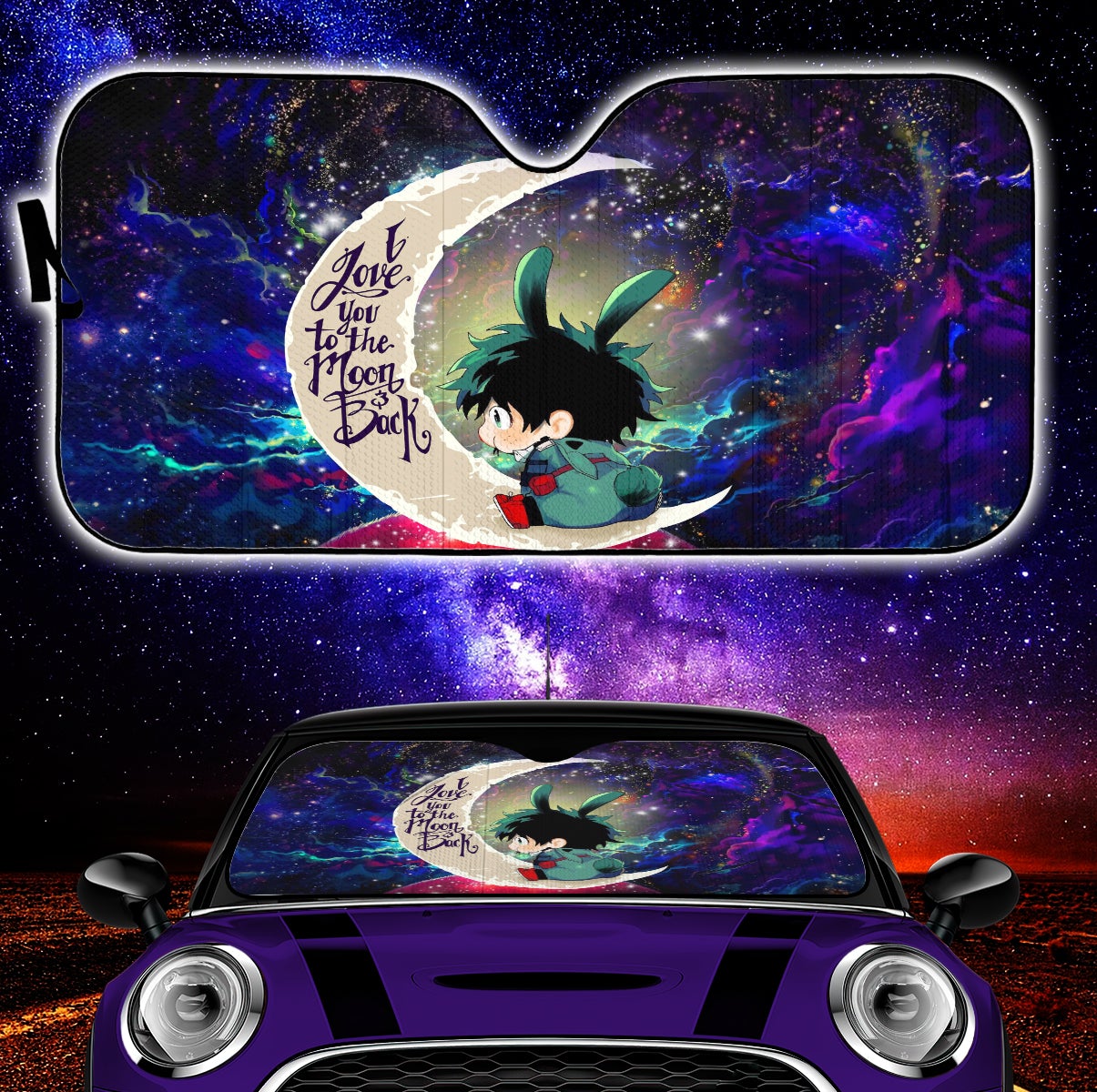 Deku My Hero Academia Anime Love You To The Moon Galaxy Car Auto Sunshades