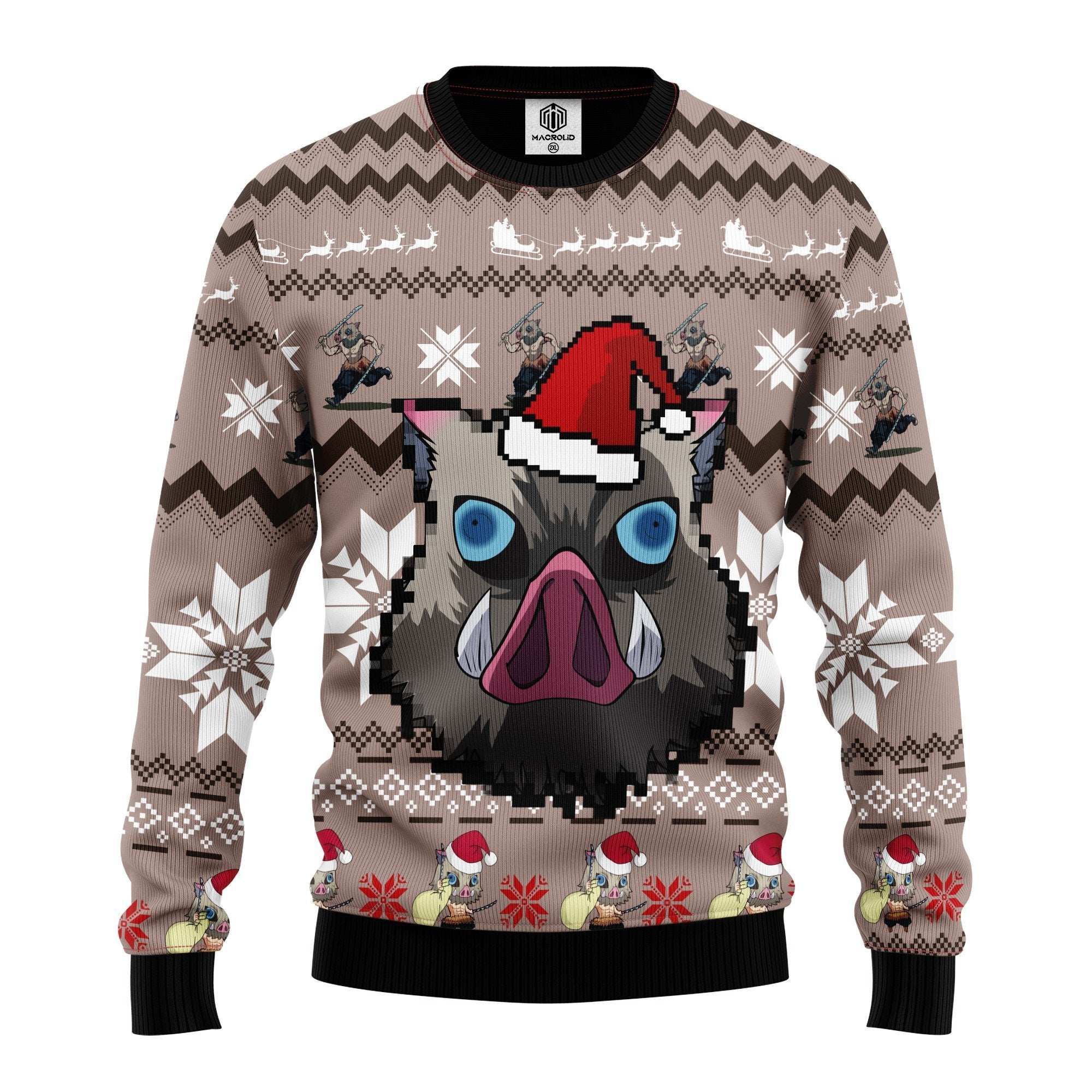Demon Slayer Kimetsu No Yaiba Hashibira Inosuke Ugly Christmas Sweater ...
