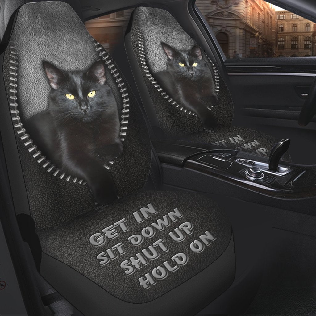 Black Cat Get In Sit Down Shut Up Hold On Car Seat Covers