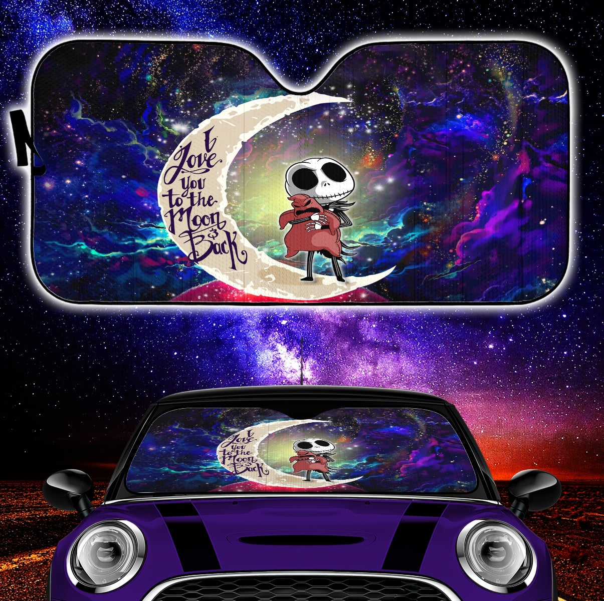 Jack Skellington Nightmare Before Christmas Love You To The Moon Galaxy Car Auto Sunshades