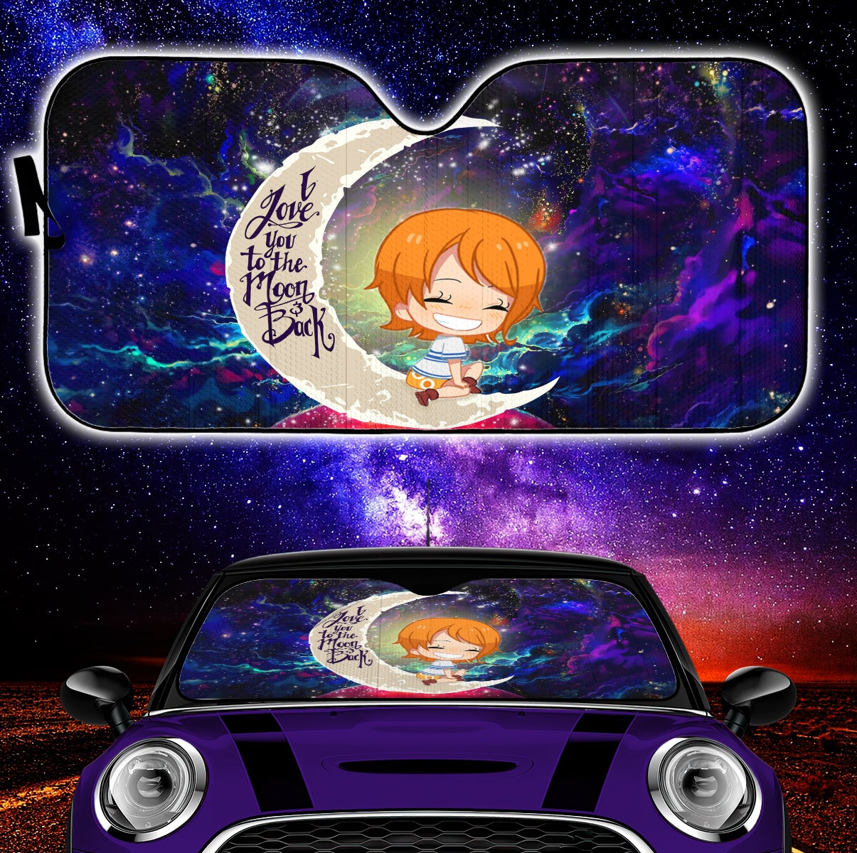 Nami One Piece Love You To The Moon Galaxy Car Auto Sunshades