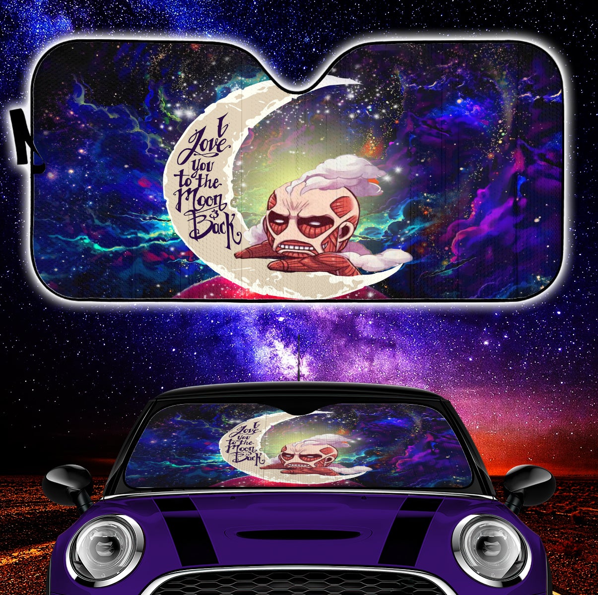 Attack On Titan Love You To The Moon Galaxy Car Auto Sunshades