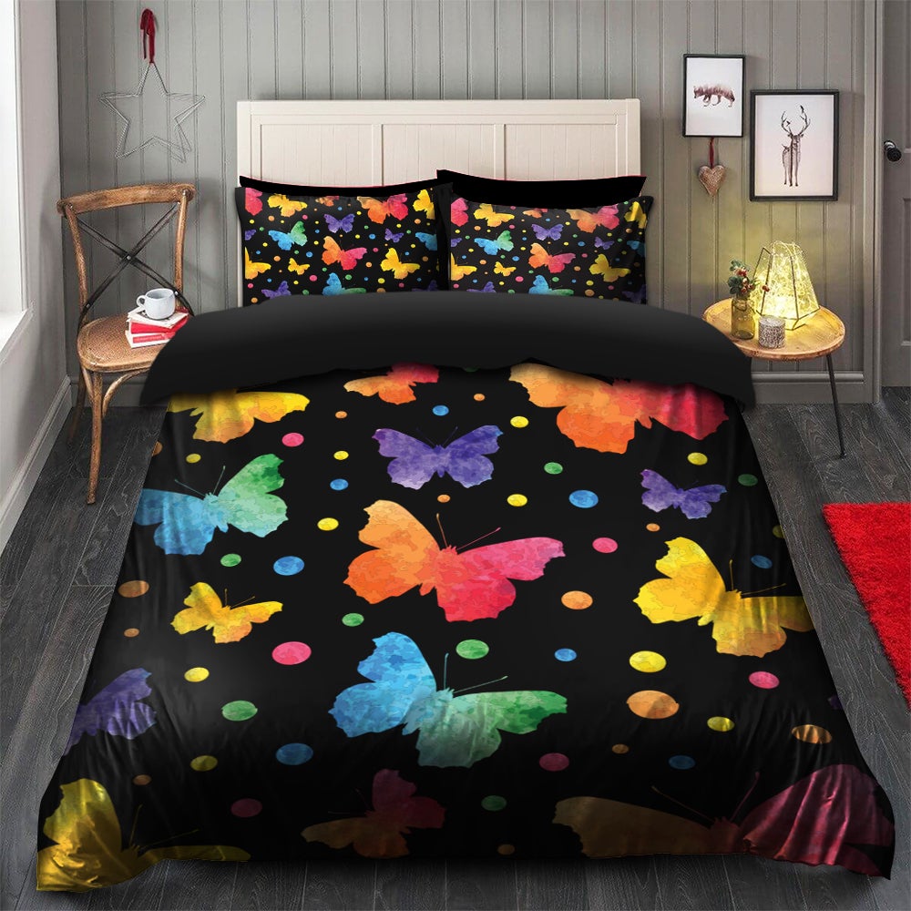Butterfly Water Color Bedding Set Duvet Cover And 2 Pillowcases