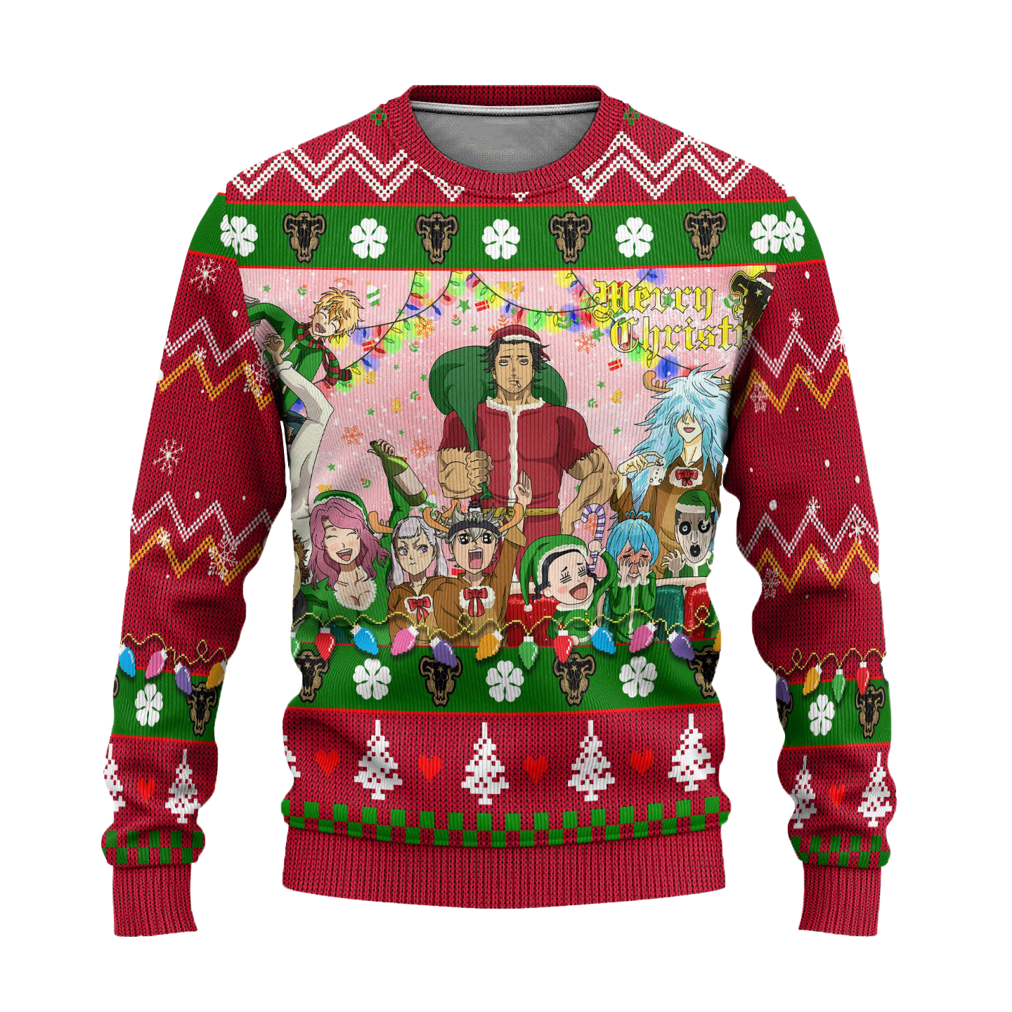 Black Clover Anime Ugly Christmas Sweater Red Xmas Gift