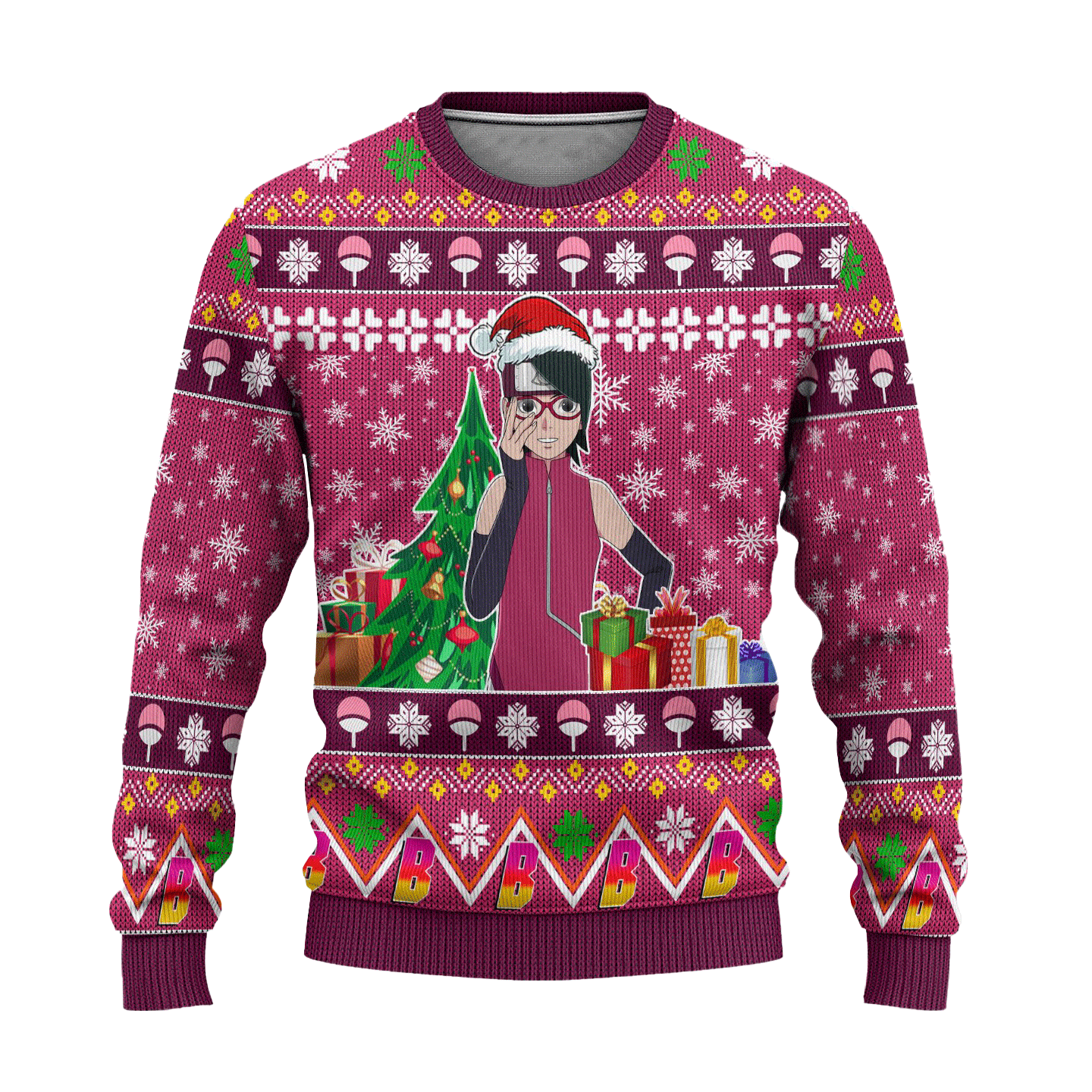 Sarada Uchiha Anime Ugly Christmas Sweater Custom Boruto Xmas Gift