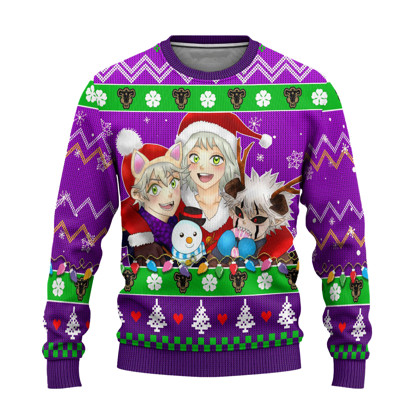 Black Clover Anime Ugly Christmas Sweater Purple Xmas Gift