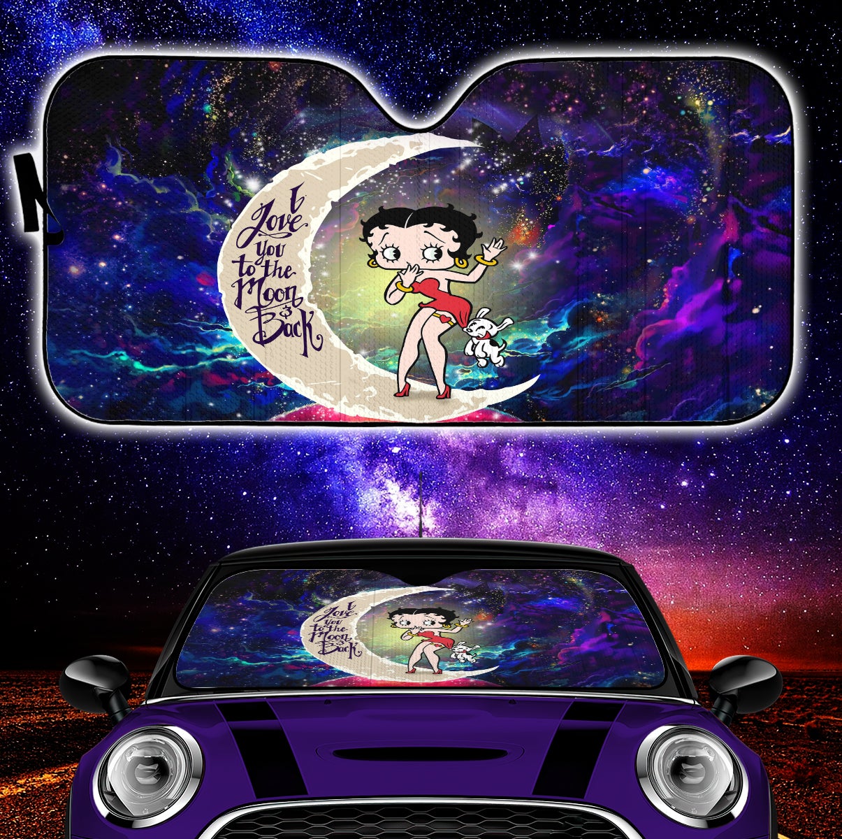 Betty Boop Love You To The Moon Galaxy Car Auto Sunshades