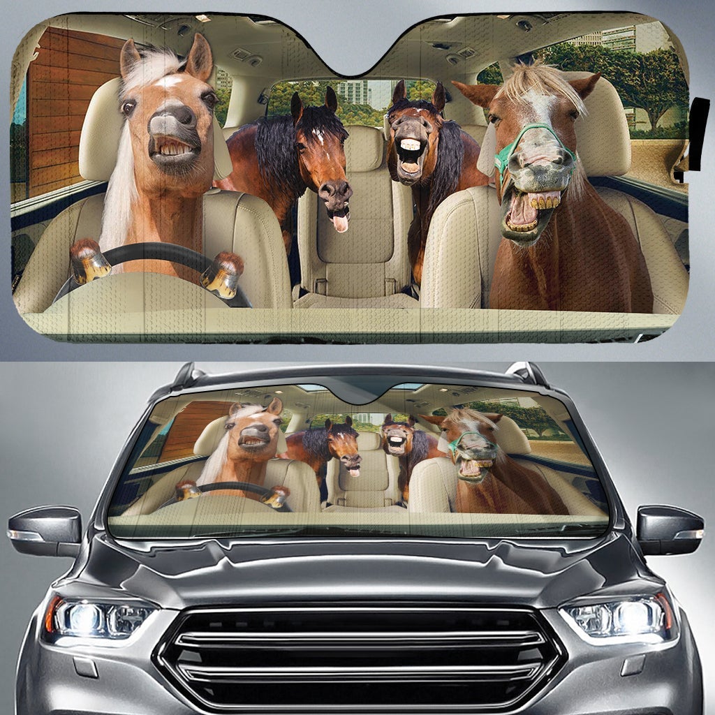 Funny Horses Right Hand Drive Car Auto Sunshades