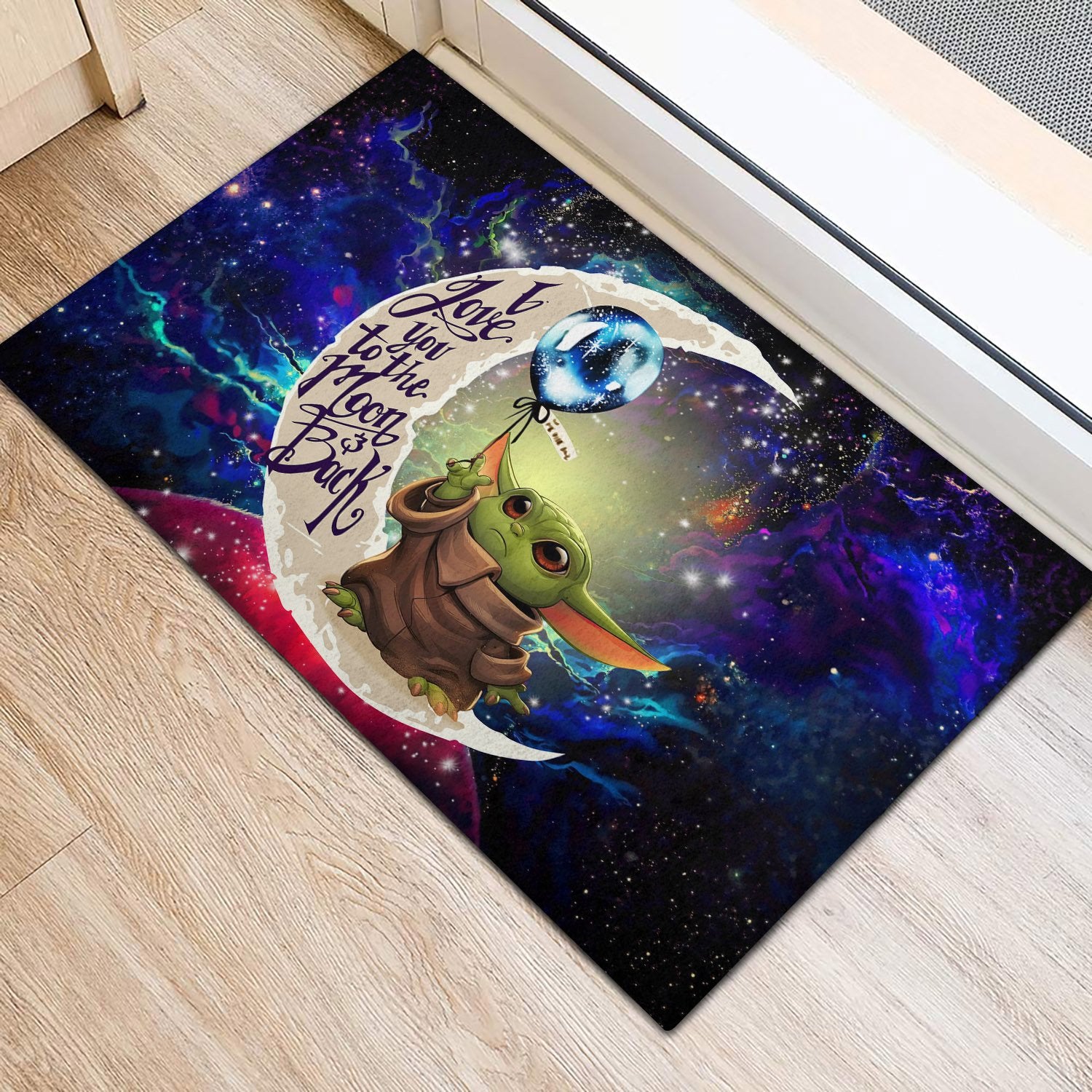 Baby Yoda Love You To The Moon Galaxy Back Door Mats Home Decor