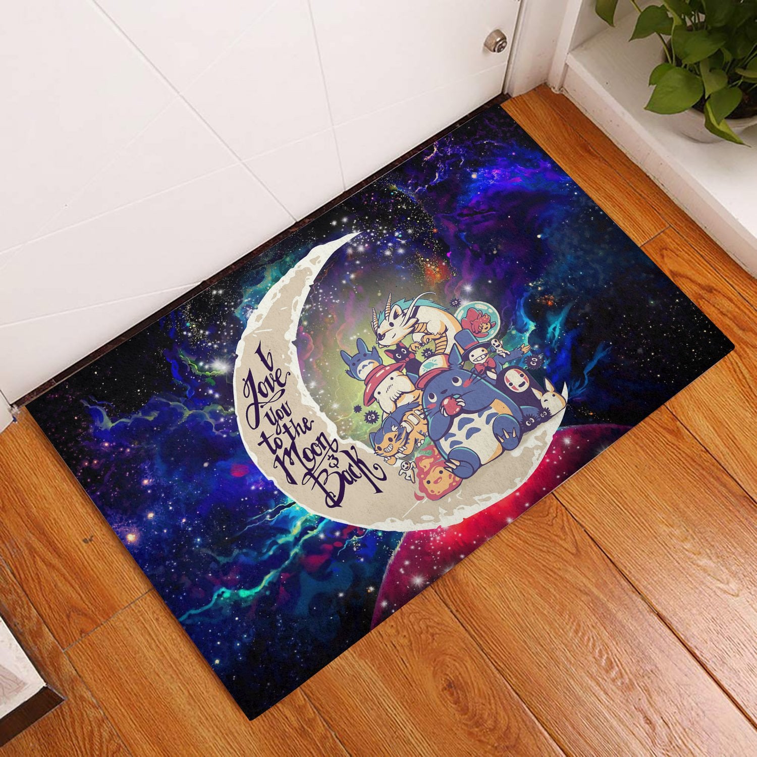 Ghibli Character Love You To The Moon Galaxy Back Door Mats Home Decor
