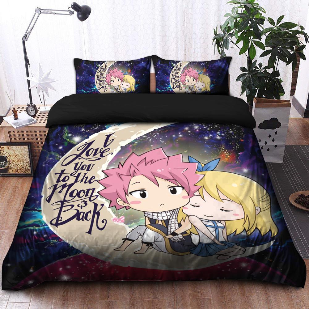 Natsu Fairy Tail Anime Love You To The Moon Galaxy Bedding Set Duvet Cover And 2 Pillowcases