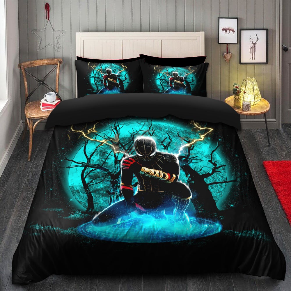 Spider Man Black Suit No Way Home Moonlight Bedding Set Duvet Cover And 2 Pillowcases