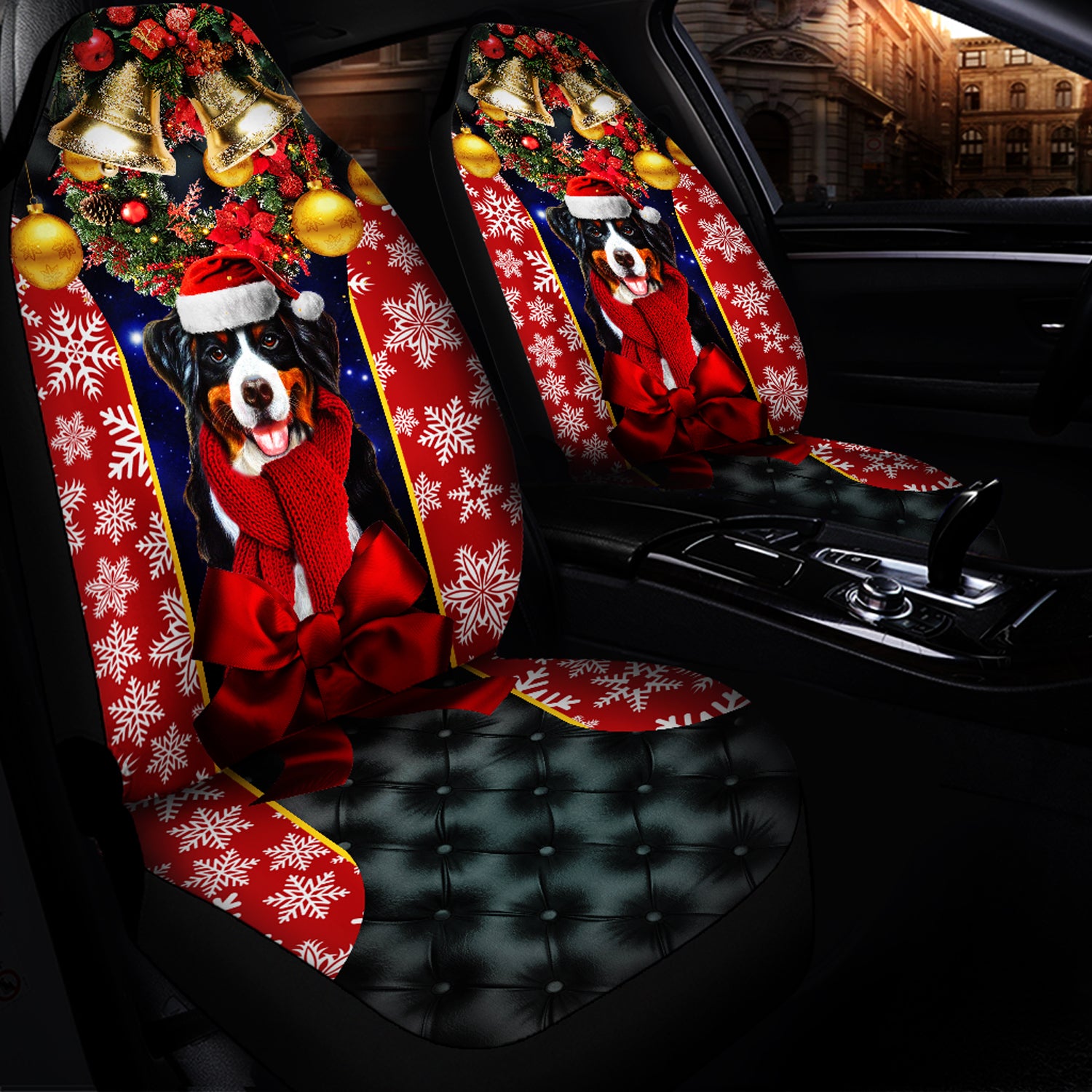 Bernese Mountain Dog Christmas Noel Gift Premium Custom Car Seat Covers Decor Protector