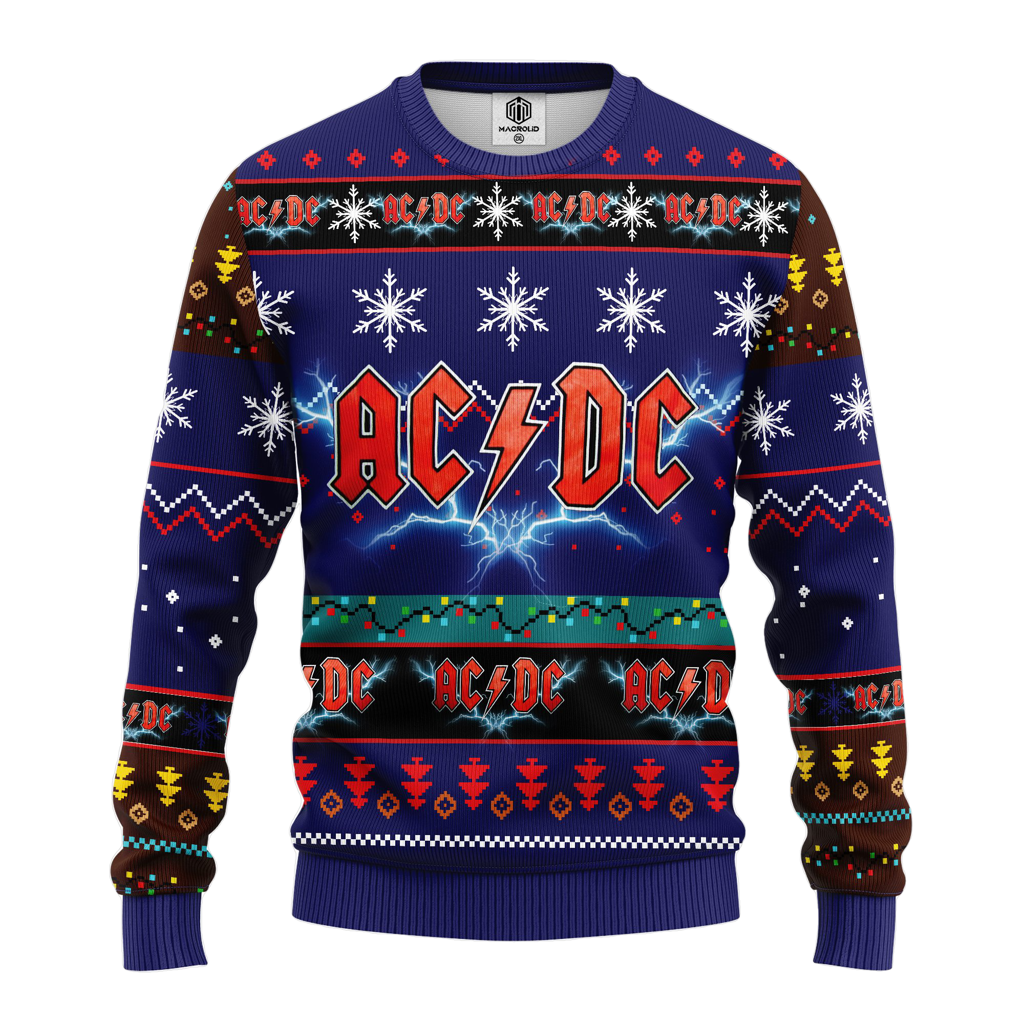 Acdc Ugly Christmas Sweater Blue Amazing Gift Idea Thanksgiving Gift