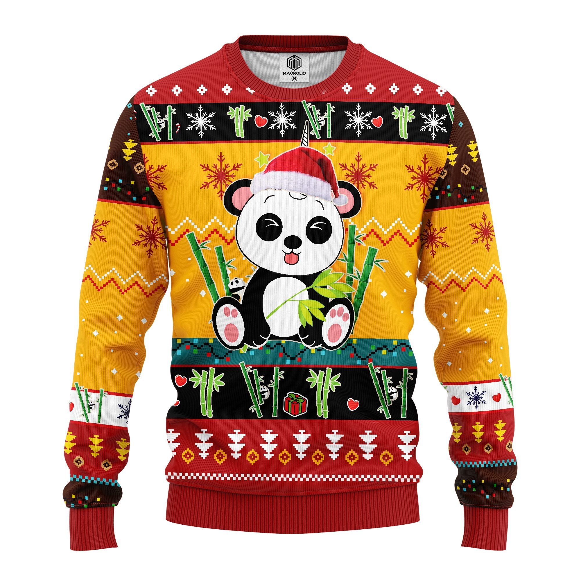 Panda Ugly Christmas Sweater Yellow Amazing Gift Idea Thanksgiving Gift