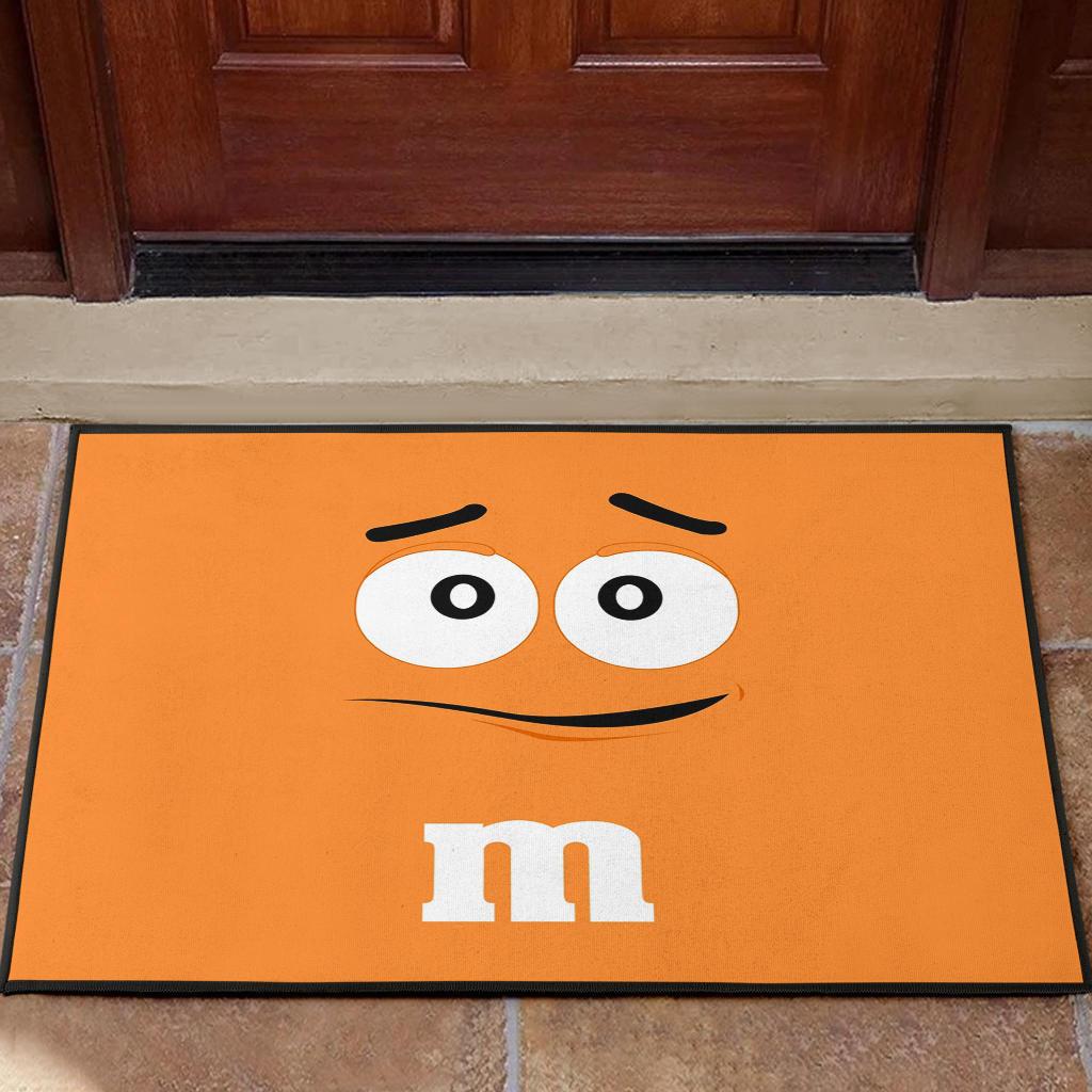 Chocolate M&M Orange Door Mats