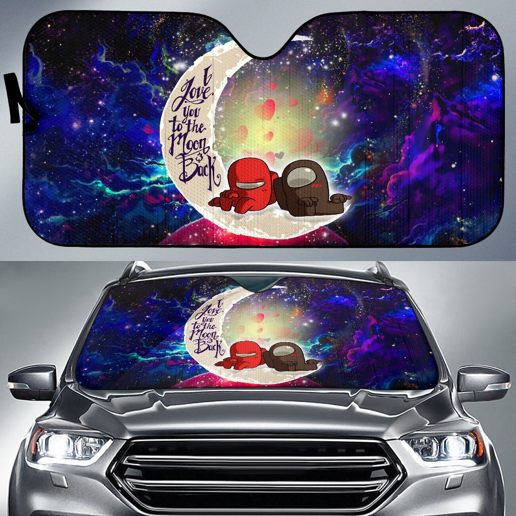 Among Us Couple Love You To The Moon Galaxy Car Auto Sunshades