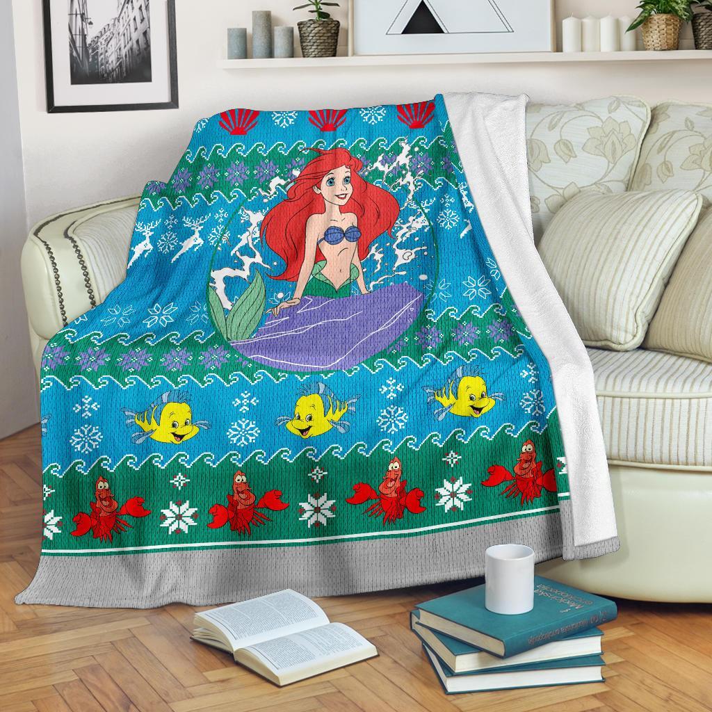 A Little Mermaid Ugly Christmas Custom Blanket Home Decor