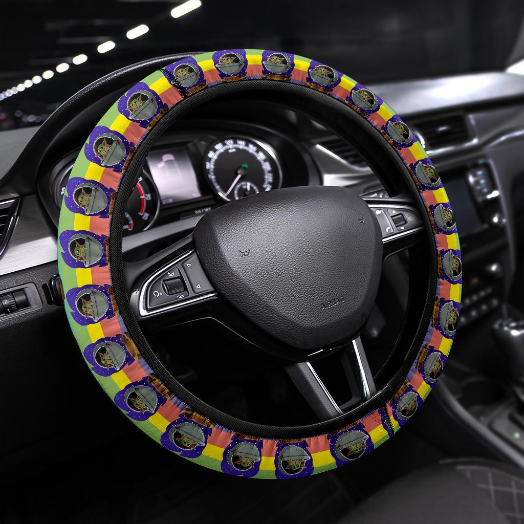 Baby Yoda Rainbow Car Steering Wheel Cover