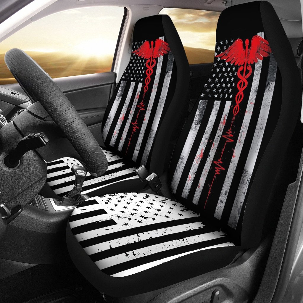 Best Patriot Apparel Nurse Thin Red Line Us Flag Premium Custom Car Seat Covers Decor Protector