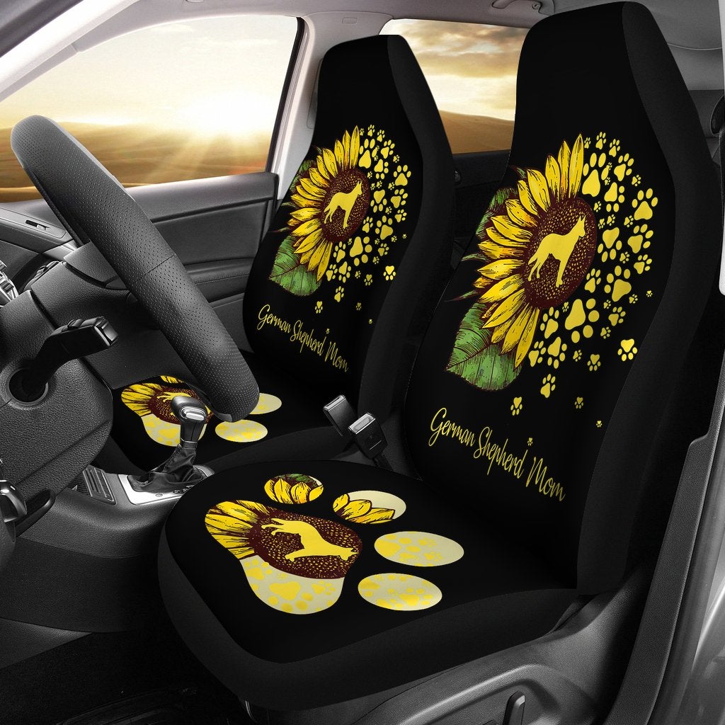 Best Sunflower German Shepherd Mom Dog Premium Custom Car Seat Covers Decor Protector