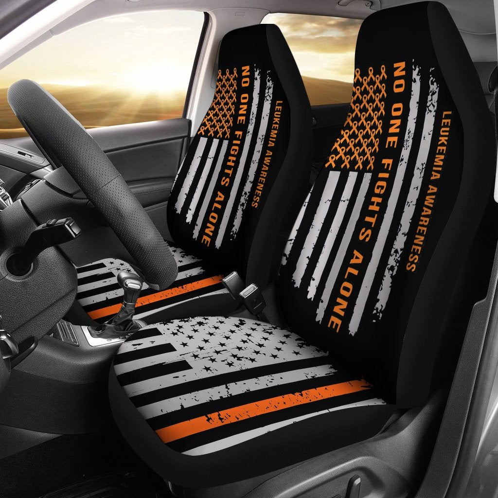 Best Orange Ribbon Us Flag Premium Custom Car Seat Covers Decor Protector