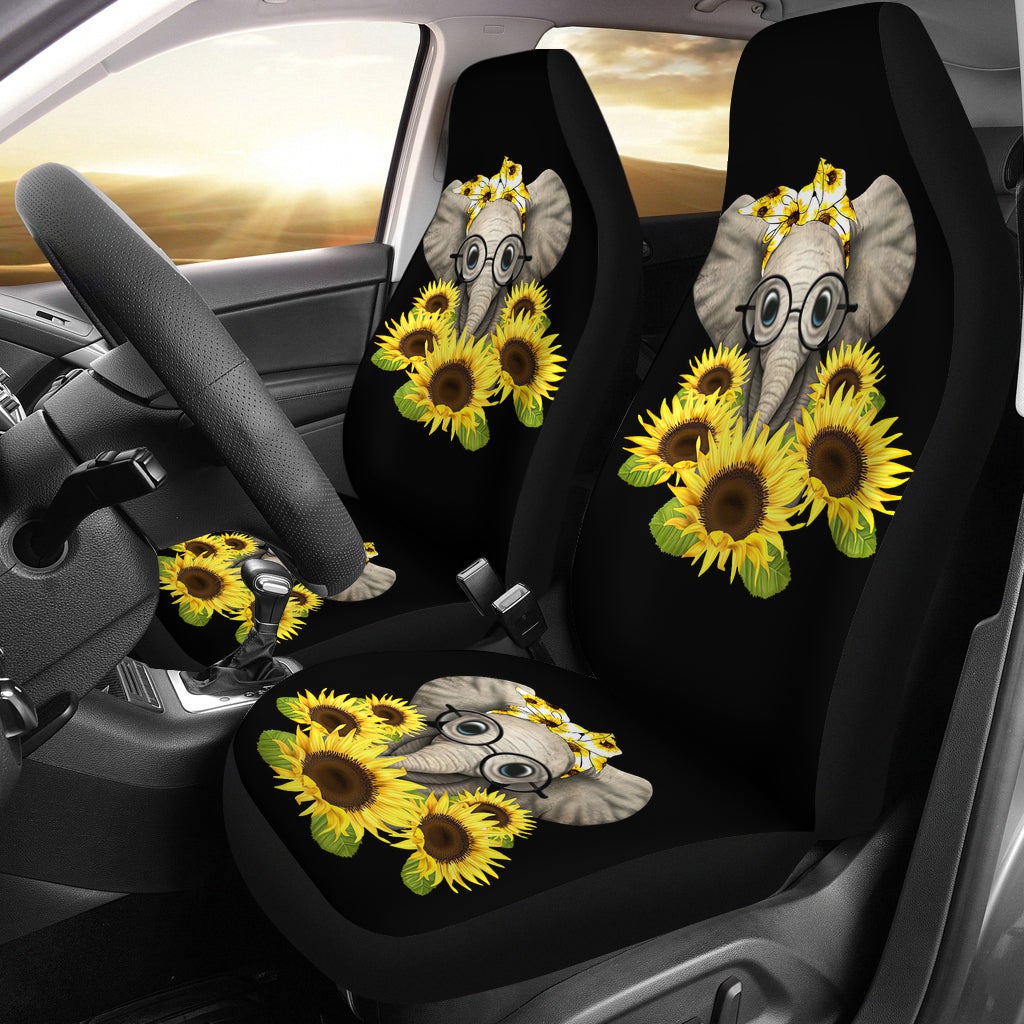 Best Sunflowers Elephant Sunflowers Premium Custom Car Seat Covers Decor Protector