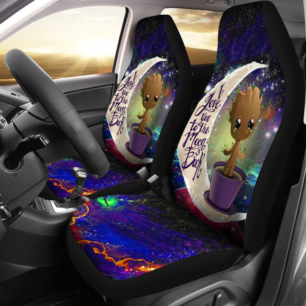 Baby Groot Love You To The Moon Galaxy Car Seat Covers