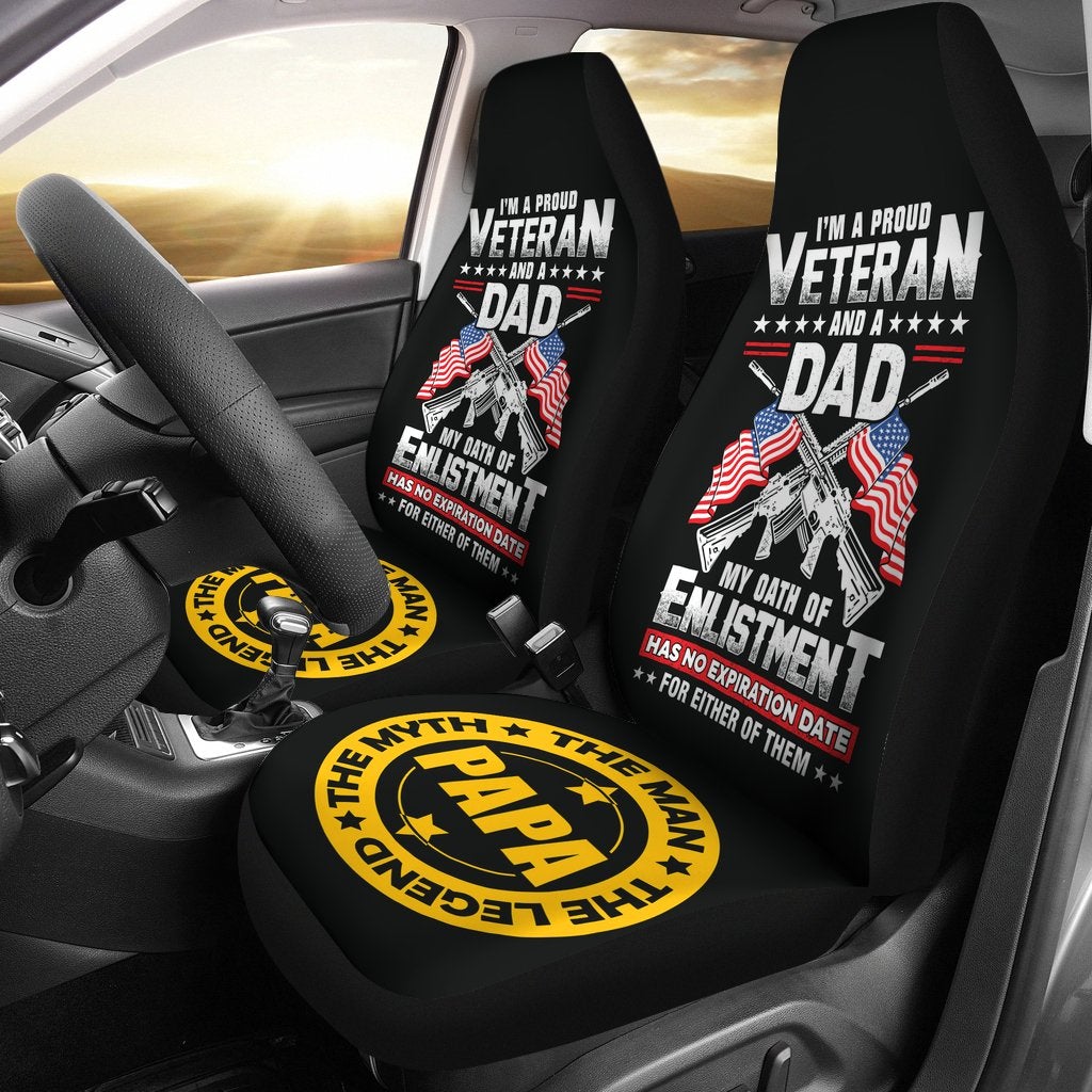 Best I'M A Proud Veteran And A Dad. Premium Custom Car Seat Covers Decor Protector