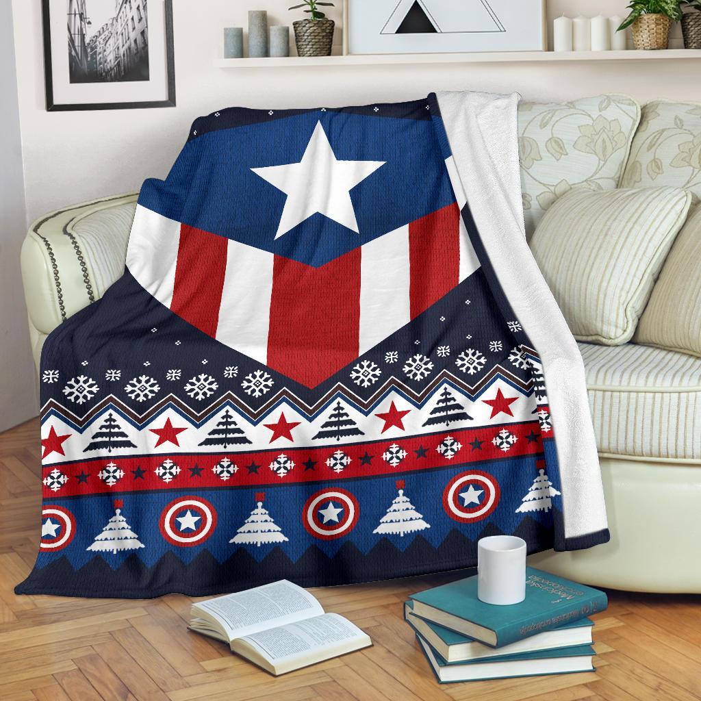 Captain America Ugly Christmas Custom Blanket Home Decor