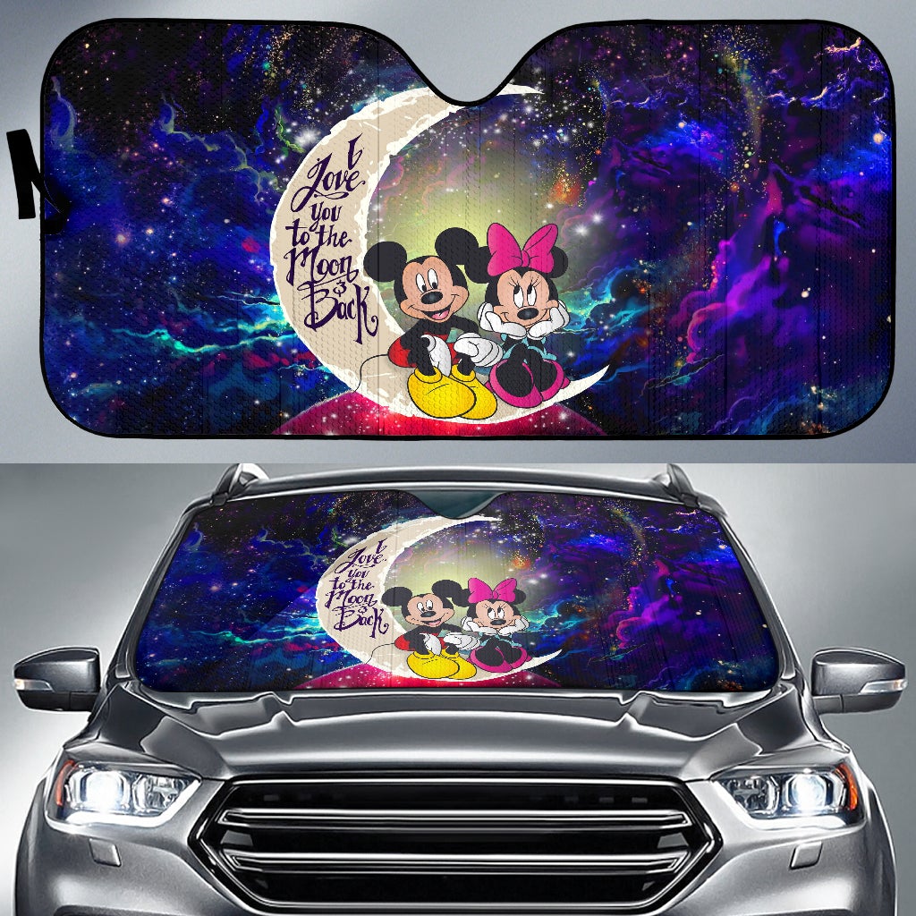 Mouse Couple Love You To The Moon Galaxy Car Auto Sunshades