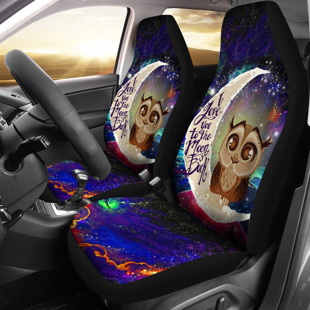 Cute Owl Love You To The Moon Galaxy Car Seat Covers
