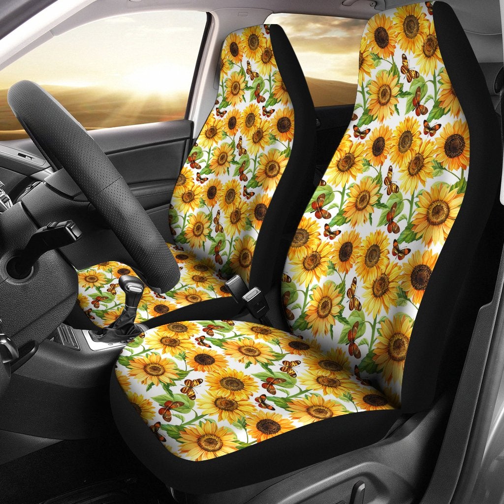 Best Butterfly Sunflower Premium Custom Car Seat Covers Decor Protector
