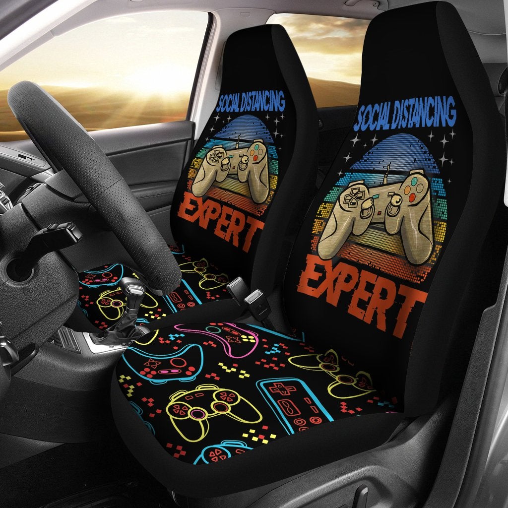Best Social Distancing Expert Gaming Video Gamer Premium Custom Car Seat Covers Decor Protector
