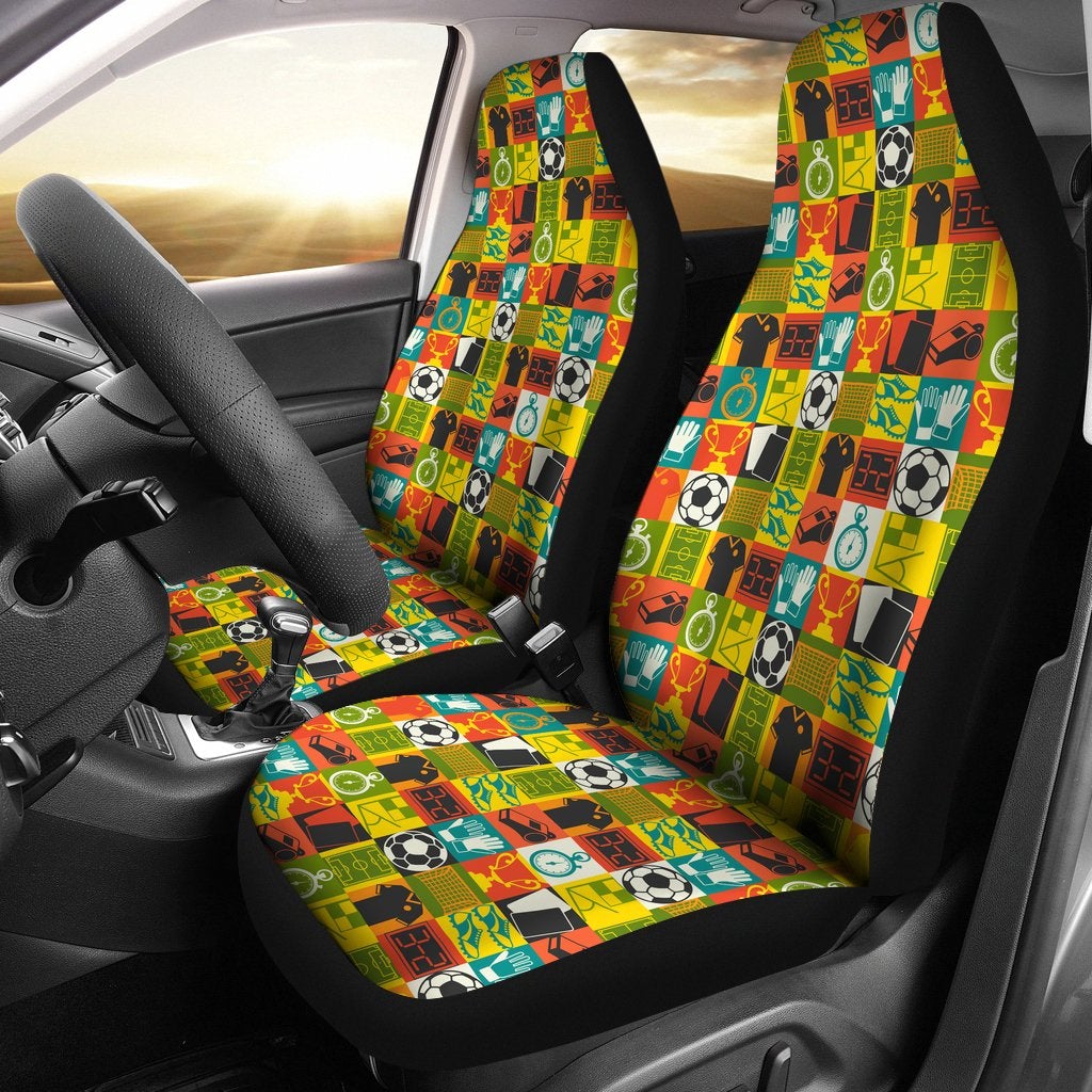 Best Sports Seamless Pattern With Soccer Premium Custom Car Seat Covers Decor Protector