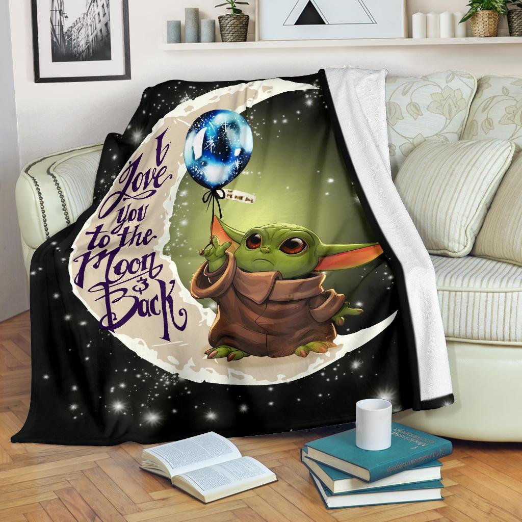 Baby Yoda Love Moon Back Premium Blanket