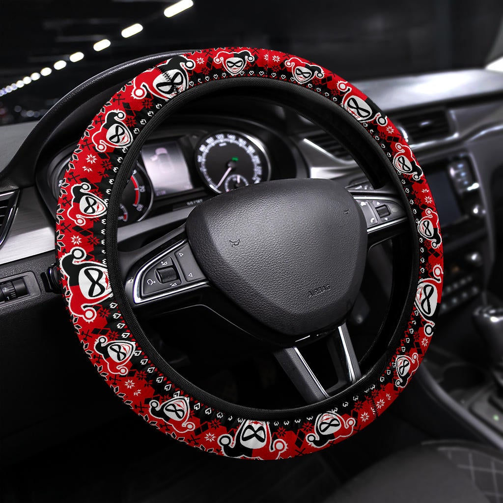 Harley Quinn Christmas Premium Custom Car Steering Wheel Cover
