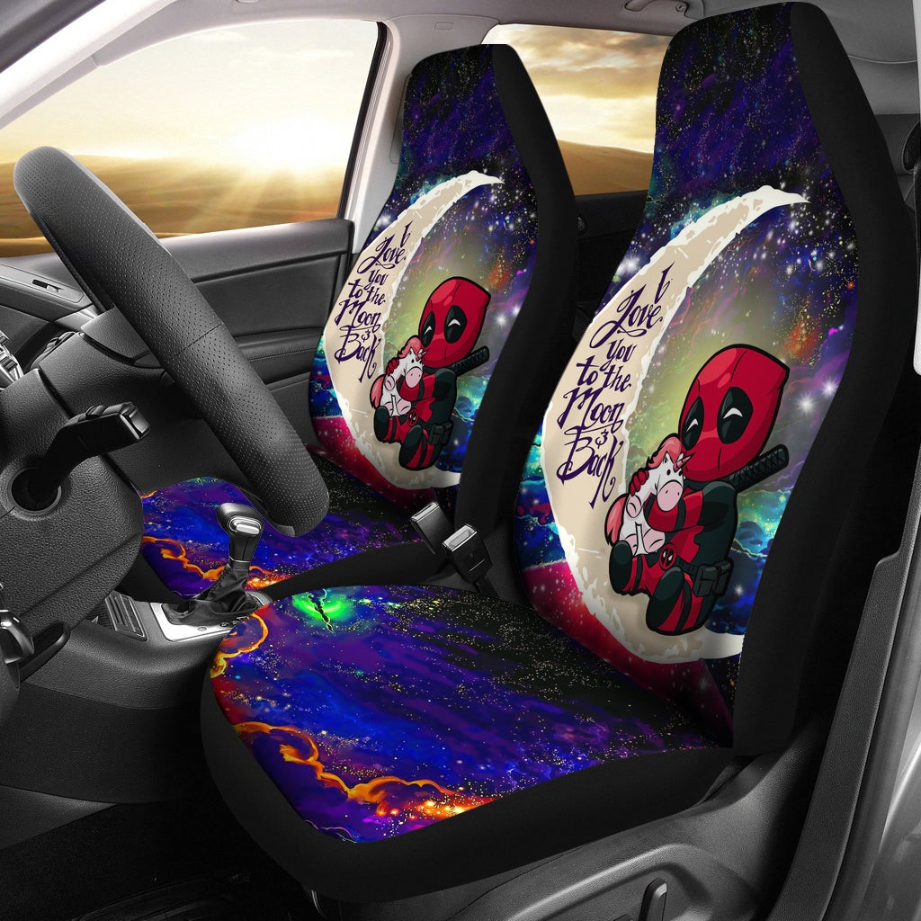 Chibi Deadpool Unicorn Toy Love You To The Moon Galaxy Car Seat Covers