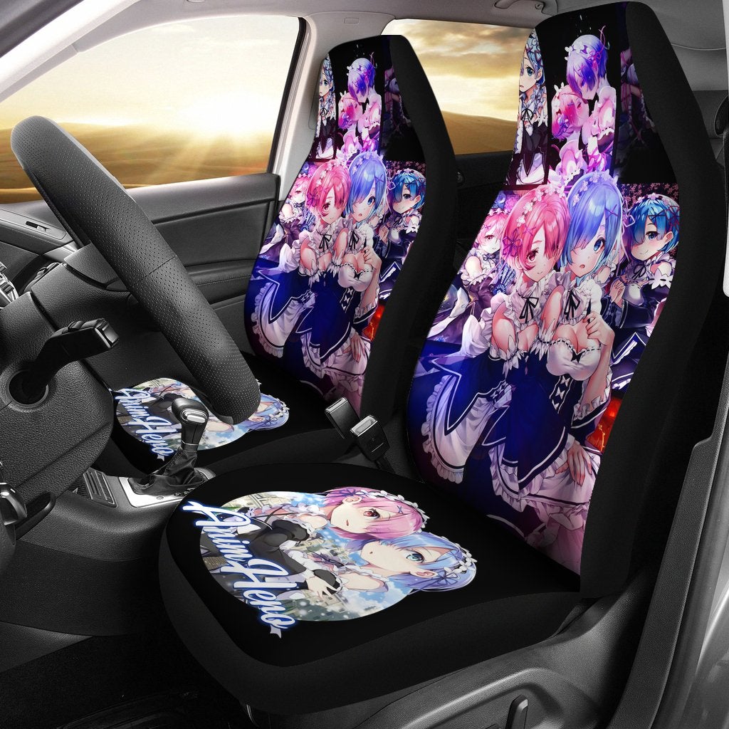 Ram And Rem Anime Girl Re Zero Car Premium Custom Car Seat Covers Decor Protectors