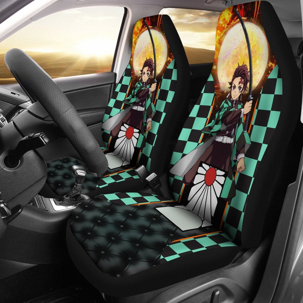 Tanjiro Sun Demon Slayer Premium Custom Car Premium Custom Car Seat Covers Decor Protectors Decor Protector