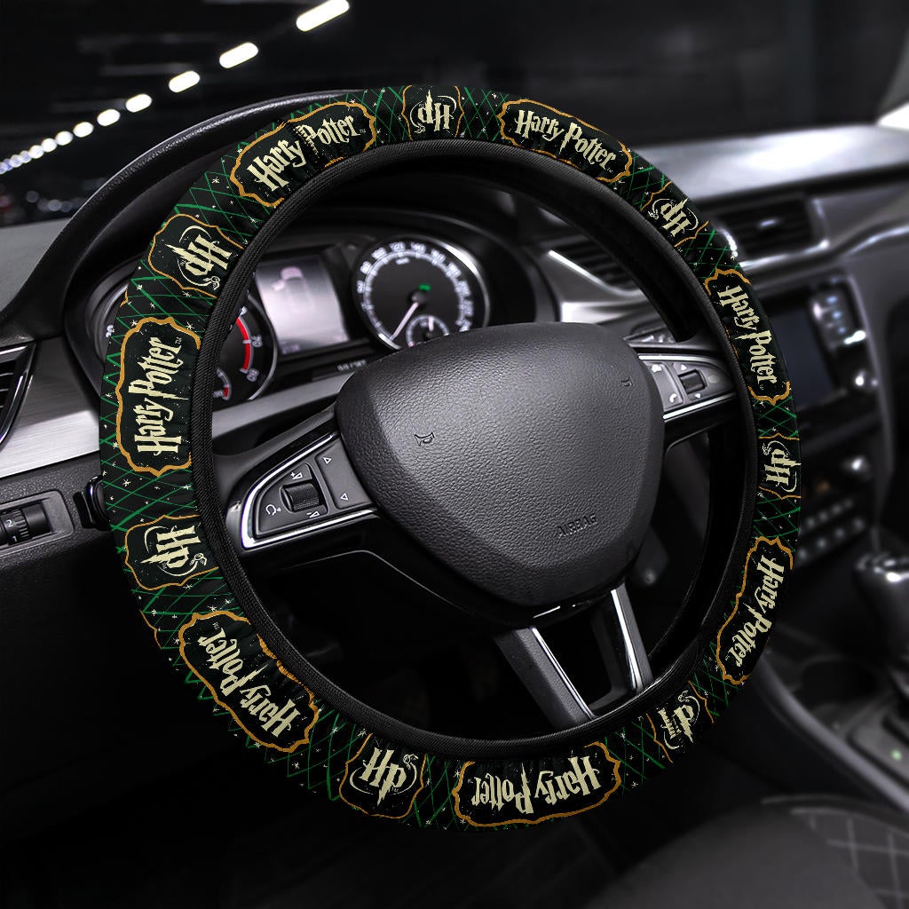 Harry Potter Farbic Green Yellow Pattern Premium Car Steering Wheel Cover