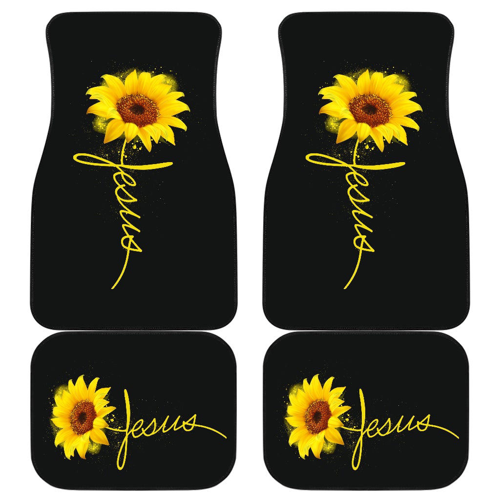 Sunflowers Jesus Front And Back Car Mats (Set Of 4)