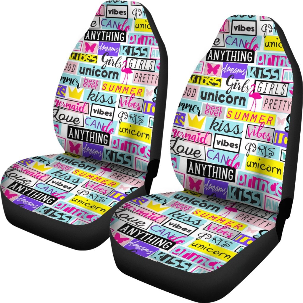 Best Abstract Pattern With Slogan, Grunge Elements Premium Custom Car Seat Covers Decor Protector